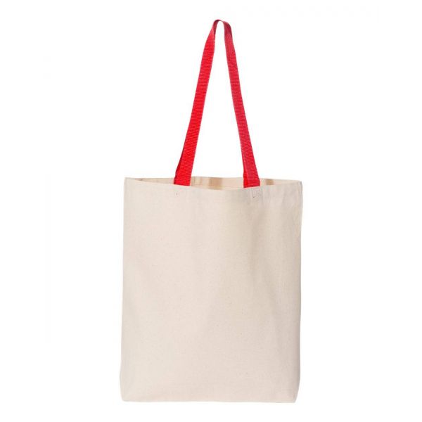 Q-Tees Q4400 11L Canvas Tote with Contrast-Color Handles